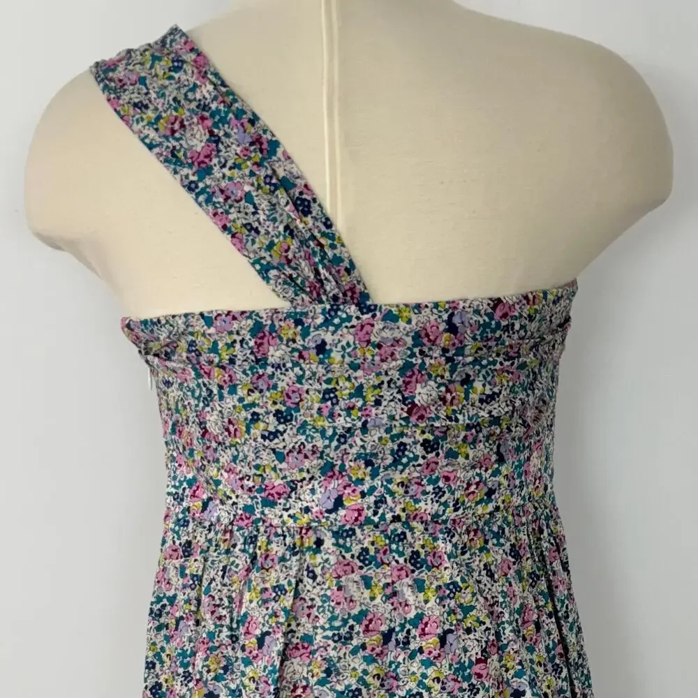 J. Crew x Liberty Fabric Cotton One-Shoulder Mini Dress Ditsy Floral Print P4